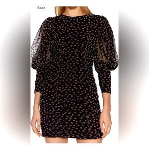 ZARA mini drapes dress, Bodycon, size XS, Floral, Burgundy, NEW